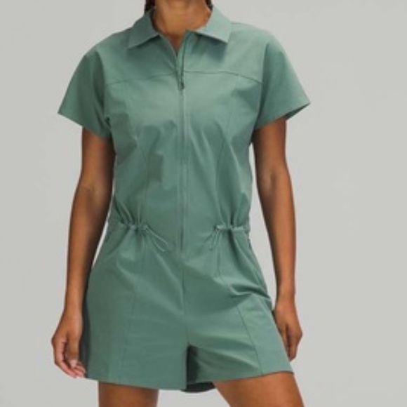 lululemon athletica Pants - Lululemon Stretch Rib Shorts Romper in Tidewater Teal Green 8 NEW